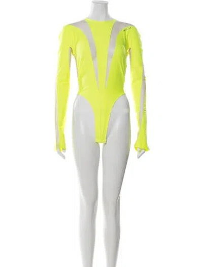 Pre-owned Mugler Crew Neck Long Sleeve Bodysuit W/ Tags In Green
