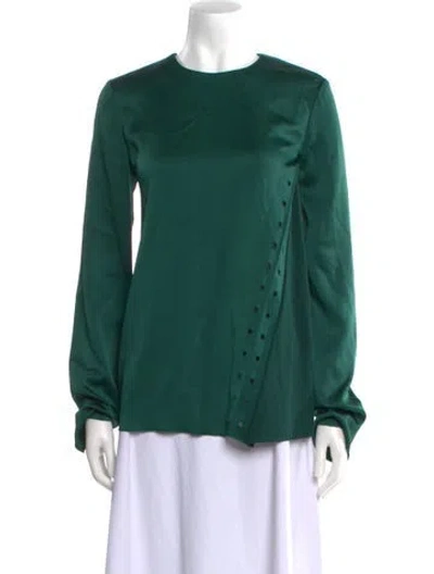 Pre-owned Mugler Crew Neck Long Sleeve Button-up Top In Green