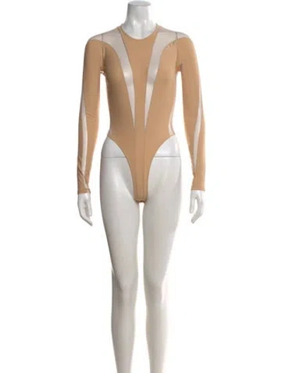 Pre-owned Mugler Crew Neck Long Sleeve Top In Neutral