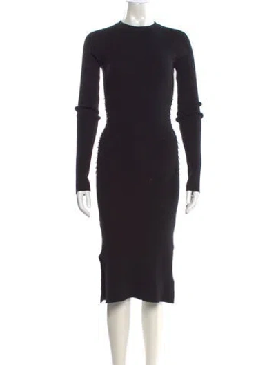 Pre-owned Mugler Crew Neck Midi Length Dress In Black