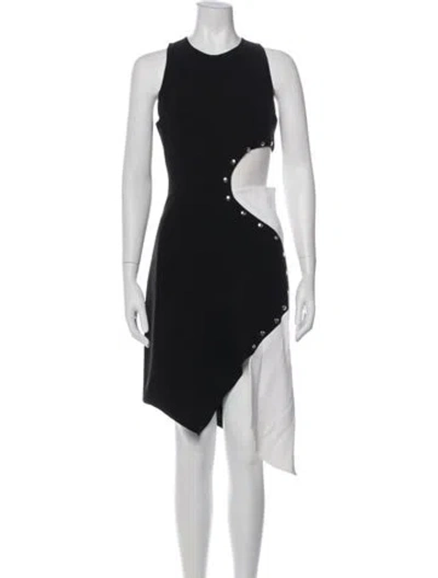 Pre-owned Mugler Crew Neck Midi Length Dress In Gray