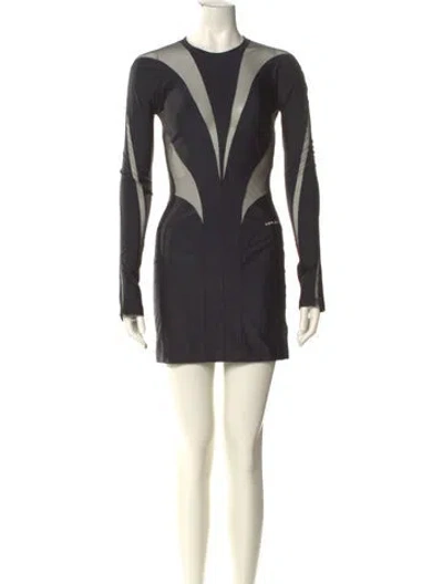 Pre-owned Mugler Crew Neck Mini Dress In Black