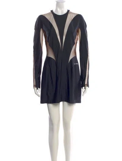 Pre-owned Mugler Crew Neck Mini Dress In Black