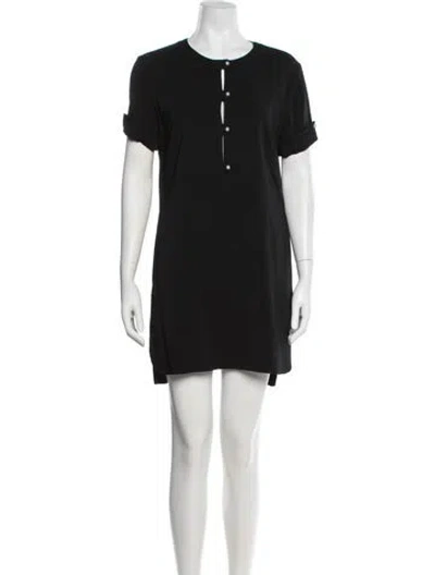Pre-owned Mugler Crew Neck Mini Dress In Black