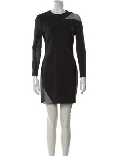 Pre-owned Mugler Crew Neck Mini Dress In Black