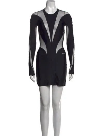 Pre-owned Mugler Crew Neck Mini Dress In Black/neutrals