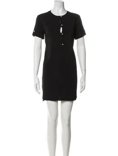Pre-owned Mugler Crew Neck Mini Dress In Gray