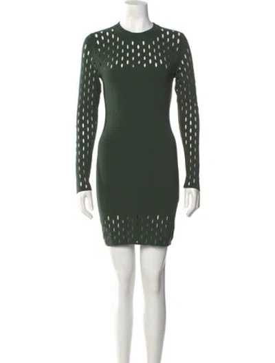 Pre-owned Mugler Crew Neck Mini Dress In Green