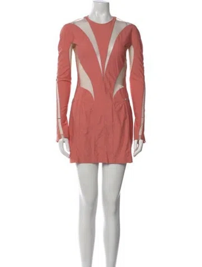 Pre-owned Mugler Crew Neck Mini Dress In Pink