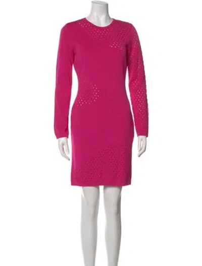 Pre-owned Mugler Crew Neck Mini Dress In Pink