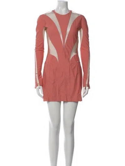 Pre-owned Mugler Crew Neck Mini Dress In Pink