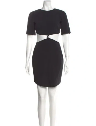 Pre-owned Mugler Crew Neck Mini Dress W/ Tags In Black