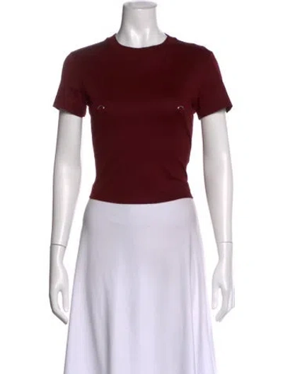 Pre-owned Mugler Crew Neck Short Sleeve Crop Top In Burgundy