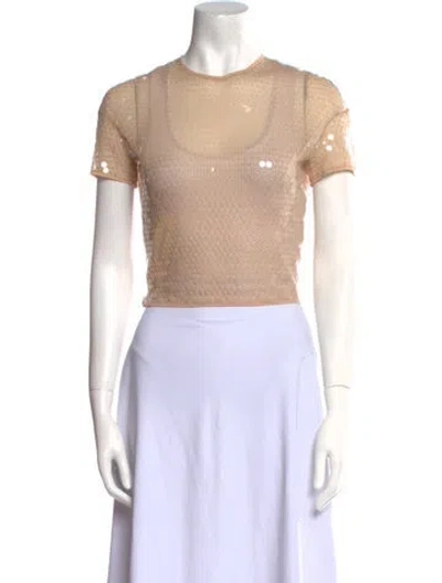 Pre-owned Mugler Crew Neck Short Sleeve Crop Top In Neutral