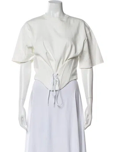 Pre-owned Mugler Crew Neck Short Sleeve Top In White