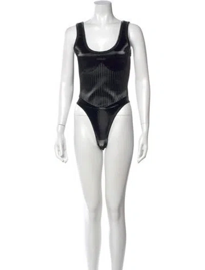 Pre-owned Mugler Crew Neck Sleeveless Bodysuit In Multi