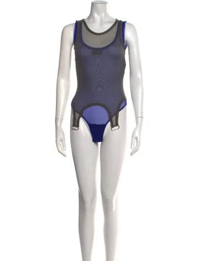Pre-owned Mugler Crew Neck Sleeveless Bodysuit In Multi