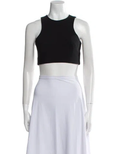 Pre-owned Mugler Crew Neck Sleeveless Crop Top In Black