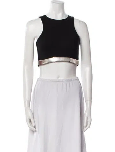 Pre-owned Mugler Crew Neck Sleeveless Crop Top In Black