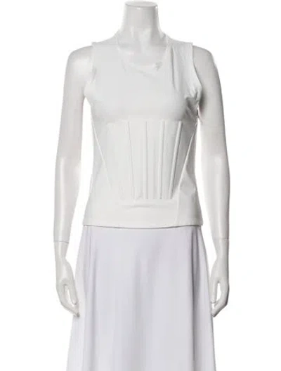 Pre-owned Mugler Crew Neck Sleeveless Crop Top W/ Tags In Neutral