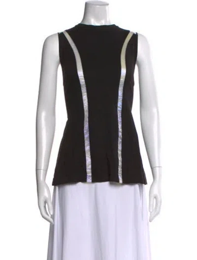 Pre-owned Mugler Crew Neck Sleeveless Top In Black