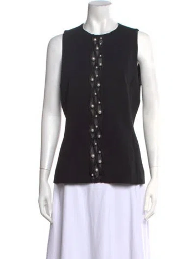 Pre-owned Mugler Crew Neck Sleeveless Top In Black