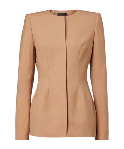 Mugler Crew Neck Suit Jacket In Brown