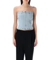 Mugler Women's Denim Bustier Top In Lightblue