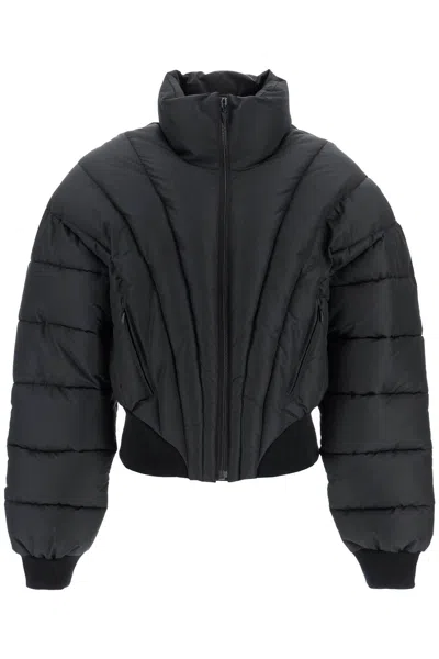 Mugler Cropped Bomber Jacket Men In Black
