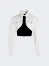 Mugler Cropped Denim Jacket In Multi