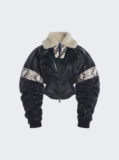 Mugler Corset Snakeskin-effect Bomber Jacket In Multi