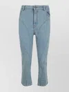 Mugler Cropped Jeans With Belt Loops And Pockets In Blue