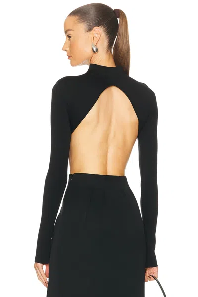 Mugler Cropped Long Sleeve Top In Black