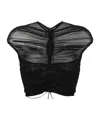 Mugler Cropped Mesh T-shirt In Black