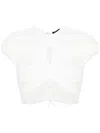 Mugler Cropped Mesh T-shirt In White