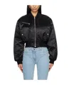 Mugler Cropped Padded Bomber Jacket In Black