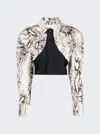 Mugler Snake Cropped Panelled Denim Jacket In Multi