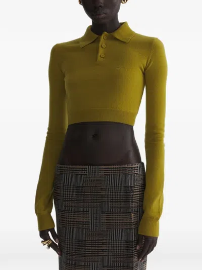 Mugler Cropped Polo Woman Green Moss