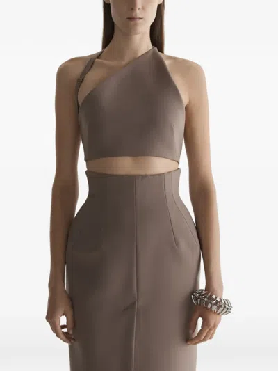 Mugler Cropped Top In Brown