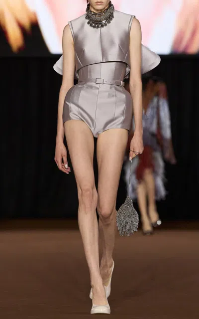 Mugler Cropped Top In Gray