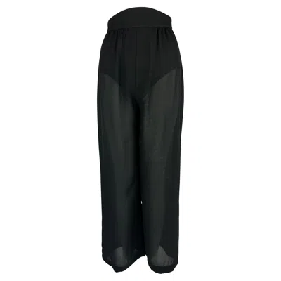 Pre-owned Mugler Cruise 1999 Thierry  Sheer Black Lingerie Style Wide Leg High Waist Pants