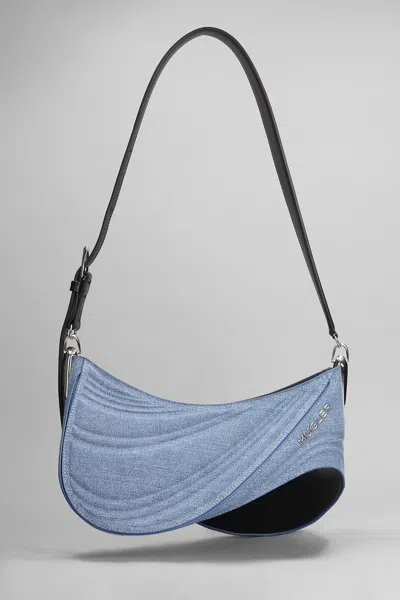 Mugler Curve 01 Shoulder Bag In Medium Blue / Black
