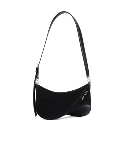 Mugler Curved Shoulder Bag In Black