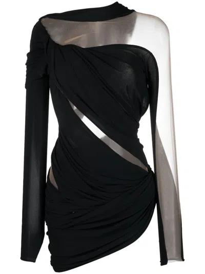 Mugler Cut-out Asymmetric Minidress In Black