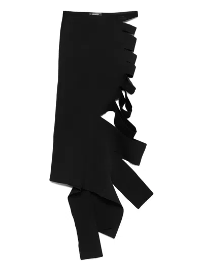 Mugler Cut-out Asymmetric Skirt In Black