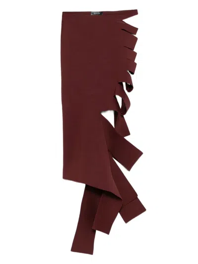 Mugler Cut-out Asymmetric Skirt In Burgundy