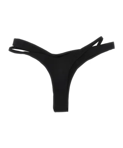 Mugler Cut-out Double-layer Bikini Bottom In Black