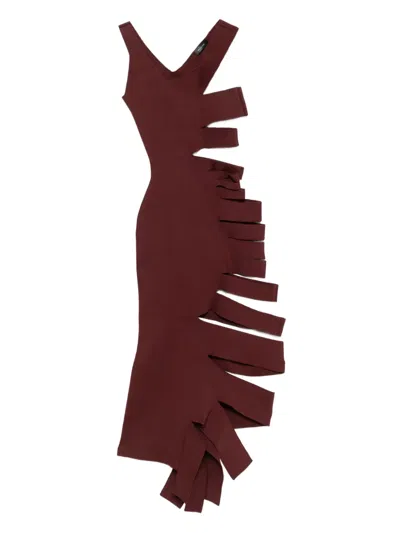 Mugler Cut-out Dress In Brown