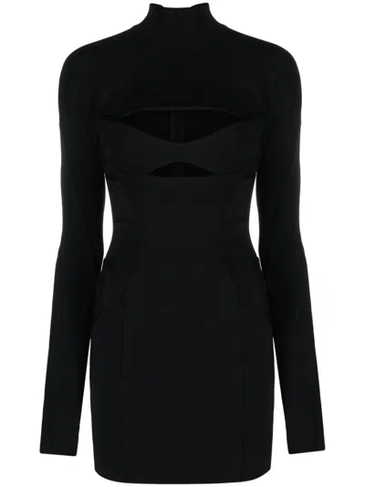 Mugler Cut-out Panelled Minidress In Black