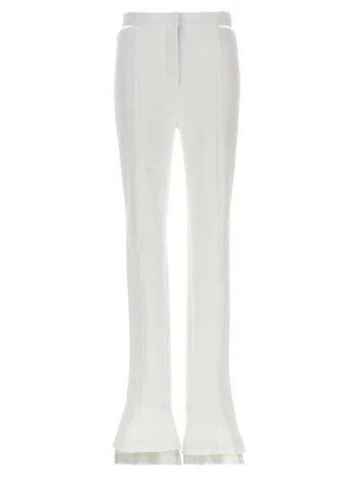 Mugler Cut-out Stretch Fabric Pants With Flared Bottom In White